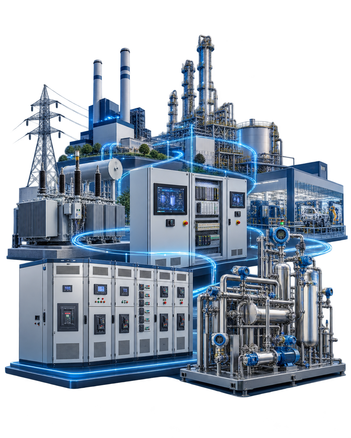 Connected industrial ecosystem integrating power, automation, instrumentation and engineered process packages